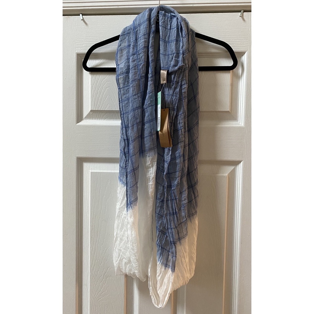 NEW Stitch Fix Look by M Checkered Dip-Dyed Infinity Scarf NAVY -NWT